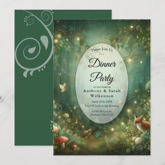 Emerald Green Enchanted Forest Einladung (Vorne/Hinten)