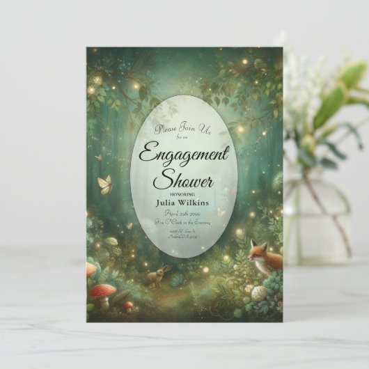 Emerald Green Enchanted Forest Einladung (Stehend Vorderseite)