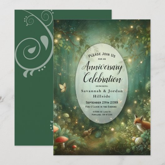 Emerald Green Enchanted Forest Einladung (Vorne/Hinten)