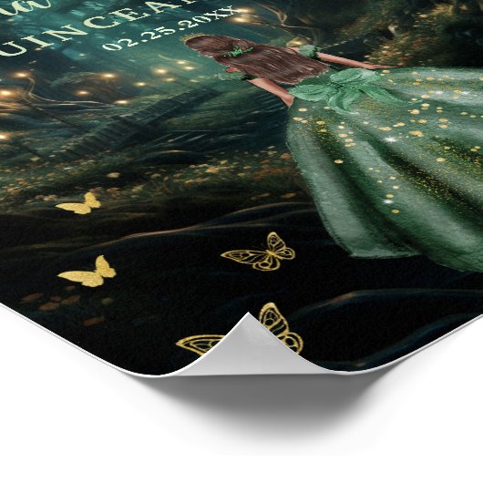 Emerald Green Enchanted Forest Quinceañera Willkom Poster (Ecke)