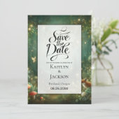 Emerald Green Enchanted Forest Save The Date (Stehend Vorderseite)