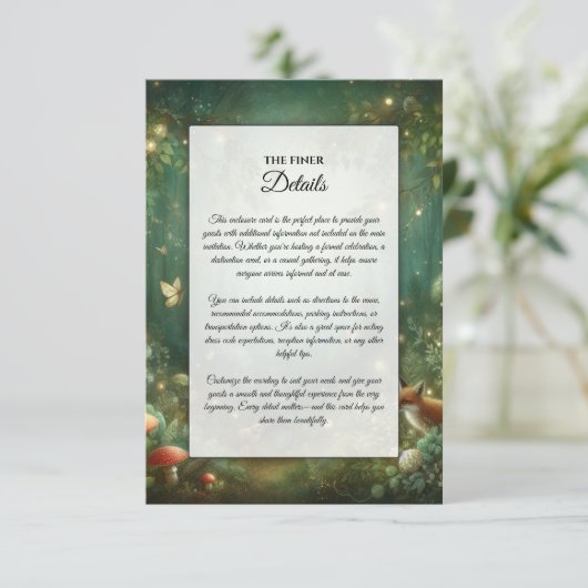 Emerald Green Enchanted Forest Wedding Begleitkarte (Stehend Vorderseite)