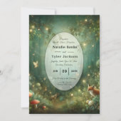 Emerald Green Enchanted Forest Wedding Einladung (Vorderseite)