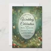 Emerald Green Enchanted Forest Wedding Einladung (Vorderseite)