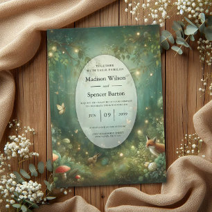 Emerald Green Enchanted Forest Wedding Einladung