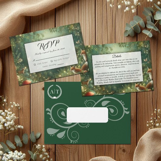 Emerald Green Enchanted Forest Wedding Einladung