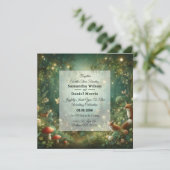 Emerald Green Enchanted Forest Wedding Einladung (Stehend Vorderseite)
