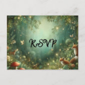Emerald Green Enchanted Forest Wedding RSVP Einladungspostkarte (Vorderseite)