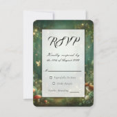Emerald Green Enchanted Forest Wedding RSVP Karte (Vorderseite)