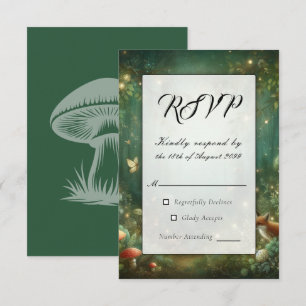 Emerald Green Enchanted Forest Wedding RSVP Karte
