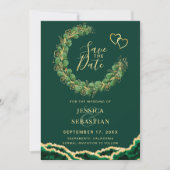 Emerald Green Eucalyptus Agate Foto Elegante Save The Date (Vorderseite)