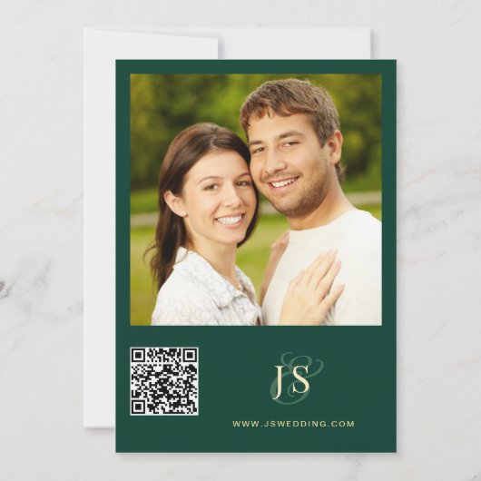Emerald Green Eucalyptus Agate Foto Elegante Save The Date (Rückseite)