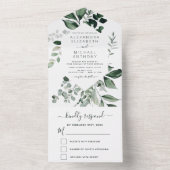 Emerald Green Eucalyptus Greenery Wedding All In One Einladung (Innen Boden)