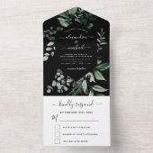 Emerald Green Eucalyptus Greenery Wedding RSVP All In One Einladung (Innen Boden)