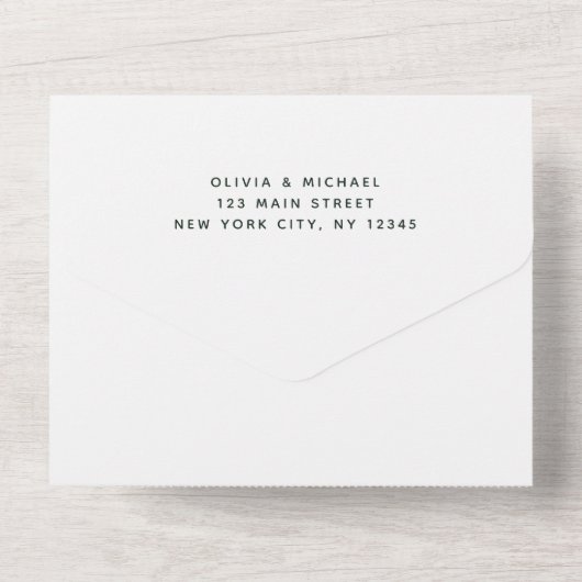 Emerald Green Eucalyptus Greenery Wedding RSVP All In One Einladung (Rückseite)