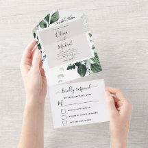 Emerald Green Eucalyptus Greenery Wedding RSVP