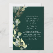 Emerald Green Eucalyptus QR Code Wedding Einladung (Vorderseite)