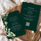 Emerald Green Eucalyptus QR Code Wedding Einladung