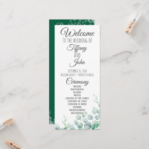 Emerald Green Eucalyptus Wedding Program Einladung