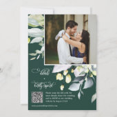 Emerald Green Eucalyptus Wedding QR Code Foto Einladung (Rückseite)