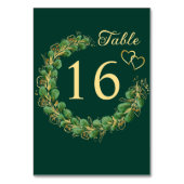 Emerald Green Eucalyptus Wreath Jewel Tone Wedding Tischnummer (Rückseite)