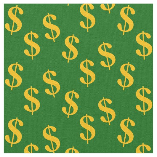 Emerald Green Fabric mit Gold-Dollar-Zeichen Print Stoff (Nahaufnahme)