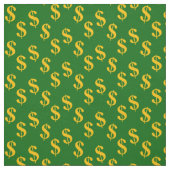 Emerald Green Fabric mit Gold-Dollar-Zeichen Print Stoff (Muster)