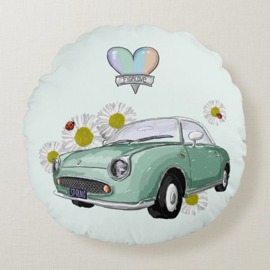 Emerald Green Figaro round pillow Rundes Kissen (Vorderseite)