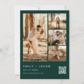Emerald Green Five 5 Foto QR-Code Hochzeit Einladung (Vorderseite)