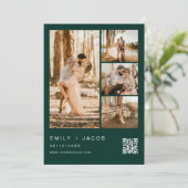 Emerald Green Five 5 Foto QR-Code Hochzeit Einladung (Stehend Vorderseite)