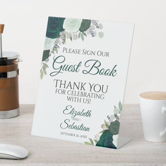 Emerald Green Floral Bitte unterschreiben Sie unse Sockelschild (In SItu)