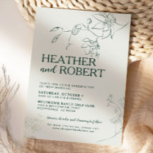 Emerald Green Floral Botanical Boho Wedding