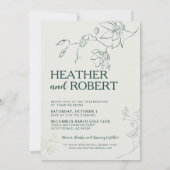 Emerald Green Floral Botanical Boho Wedding Einladung (Rückseite)