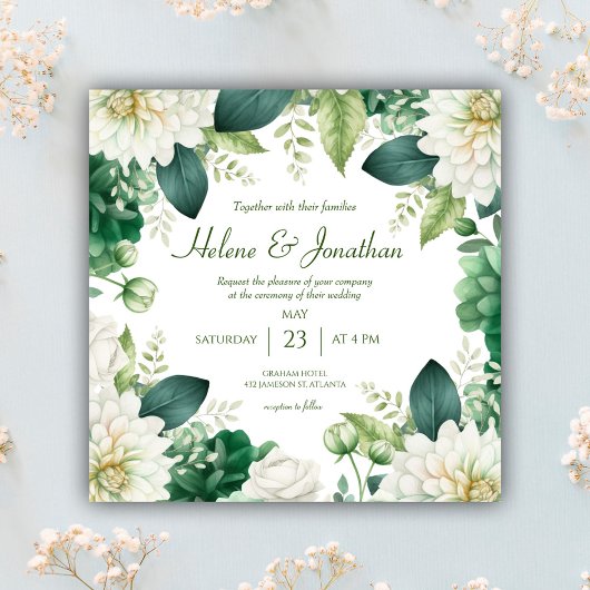 Emerald Green Floral Botanical Wedding Einladung