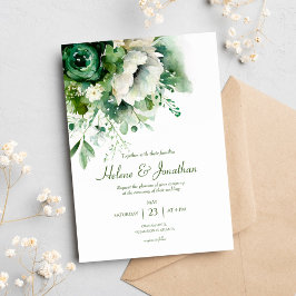 Emerald Green Floral Botanical Wedding Einladung