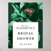 Emerald Green Floral Brautparty Begrüßungszeichen