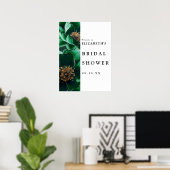 Emerald Green Floral Brautparty Begrüßungszeichen Poster (Heimbüro)