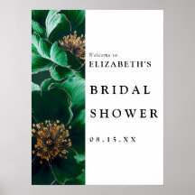 Emerald Green Floral Brautparty Begrüßungszeichen