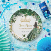 Emerald Green Floral Brown Prinzessin 18. Geburtst Pappteller (Party)