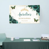 Emerald Green Floral Butterfells Begrüßungskulisse Banner (Messeveranstaltung)
