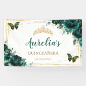 Emerald Green Floral Butterfells Begrüßungskulisse Banner (Horizontal)