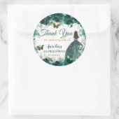 Emerald Green Floral Butterfells Fürstin Runder Aufkleber (Tasche)