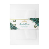 Emerald Green Floral Butterfells Gold Quinceanera Einladungsbanderole (Vorderseite Beispiel)