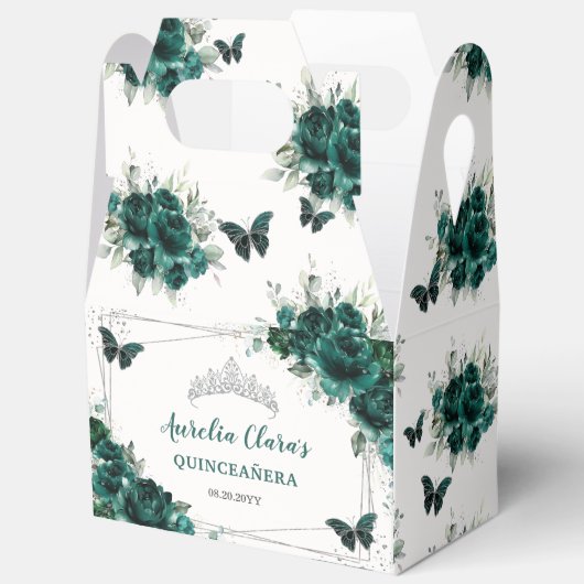 Emerald Green Floral Butterfliegen Birthday Gable Geschenkschachtel (Offen)