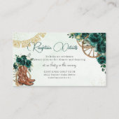Emerald Green Floral Charro Quinceañera Empfang Begleitkarte (Vorderseite)