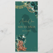 Emerald Green Floral Charro Quinceañera XV Menu Programm (Rückseite)