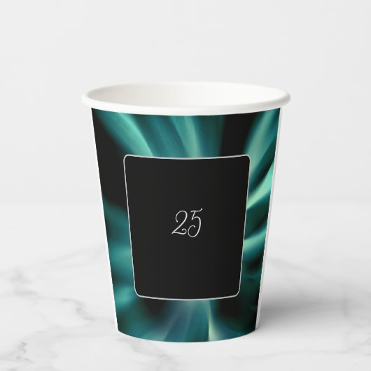 Emerald Green Floral - Custom Black Accent Pappbecher (Rückseite)