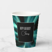 Emerald Green Floral - Custom Black Accent Pappbecher (Vorderseite)