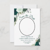 Emerald Green Floral Elegant Boho Wedding Foto Save The Date (Vorderseite)