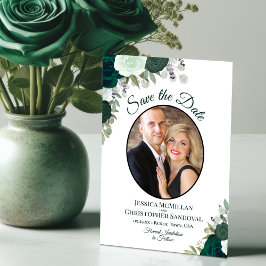 Emerald Green Floral Elegant Boho Wedding Foto Save The Date